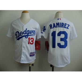 Los Angeles Dodgers #13 Hanley Ramirez White Kids Jersey