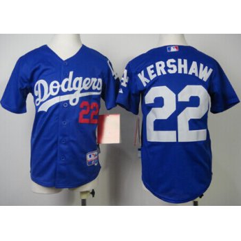 Los Angeles Dodgers #22 Clayton Kershaw Blue Kids Jersey