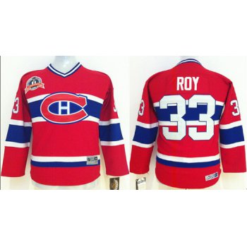 Montreal Canadiens #33 Patrick Roy Red Throwback CCM Kids Jersey