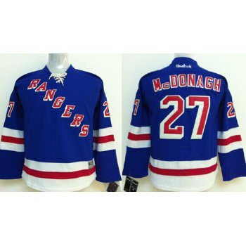 New York Rangers #27 Ryan Mcdonagh Light Blue Kids Jersey