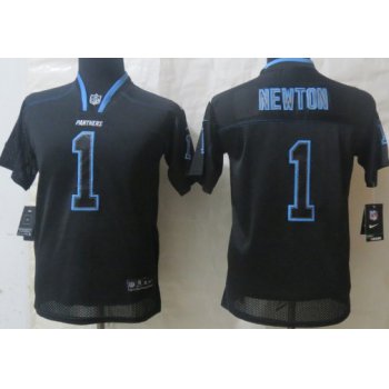 Nike Carolina Panthers #1 Cam Newton Lights Out Black Kids Jersey