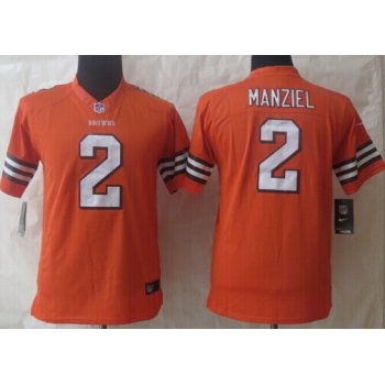 Nike Cleveland Browns #2 Johnny Manziel Orange Limited Kids Jersey