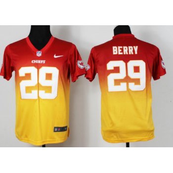 Nike Kansas City Chiefs #29 Eric Berry Red/Yellow Fadeaway Kids Jersey