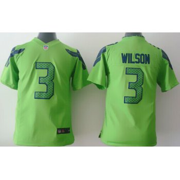 Nike Seattle Seahawks #3 Russell Wilson Green Game Kids Jersey