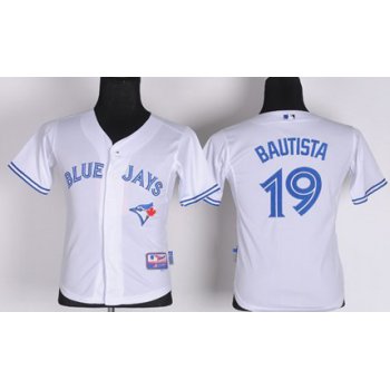 Toronto Blue Jays #19 Jose Bautista White Kids Jersey