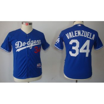 Los Angeles Dodgers #34 Fernando Valenzuela Blue Kids Jersey