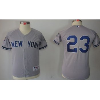 New York Yankees #23 Don Mattingly Gray Kids Jersey