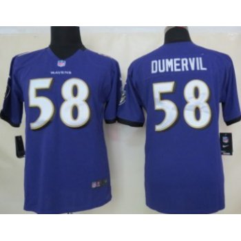 Nike Baltimore Ravens #58 Elvis Dumervil Purple Game Kids Jersey