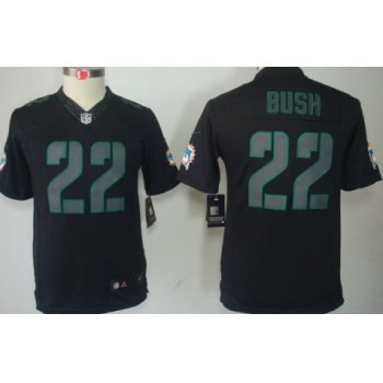 Nike Miami Dolphins #22 Reggie Bush Black Impact Limited Kids Jersey