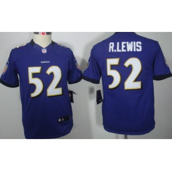 Nike Baltimore Ravens #52 Ray Lewis Purple Limited Kids Jersey