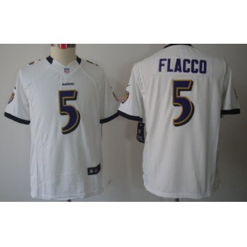 Nike Baltimore Ravens #5 Joe Flacco White Limited Kids Jersey