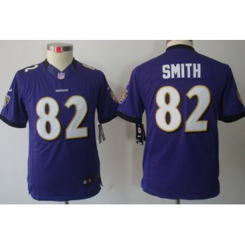 Nike Baltimore Ravens #82 Torrey Smith Purple Limited Kids Jersey