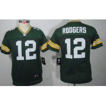 Nike Green Bay Packers #12 Aaron Rodgers Green Limited Kids Jersey