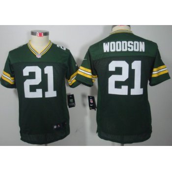 Nike Green Bay Packers #21 Charles Woodson Green Limited Kids Jersey