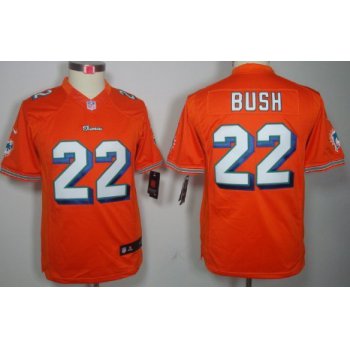 Nike Miami Dolphins #22 Reggie Bush Orange Limited Kids Jersey