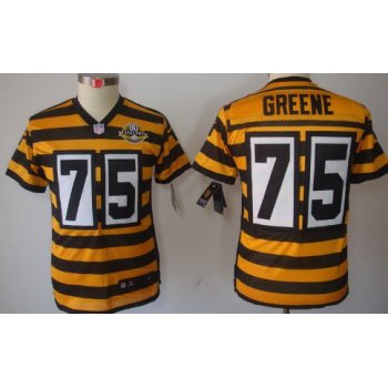 Nike Pittsburgh Steelers #75 Joe Greene Yellow With Black Throwback 80TH Kids Jersey