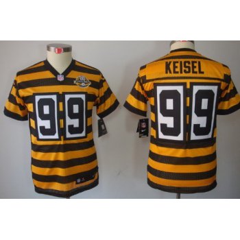 Nike Pittsburgh Steelers #99 Brett Keisel Yellow With Black Throwback 80TH Kids Jersey