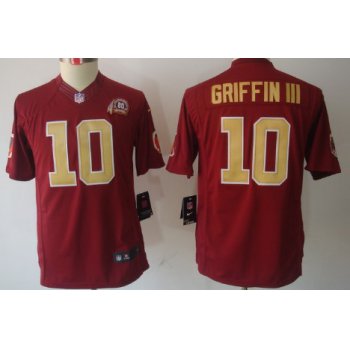 Nike Washington Redskins #10 Robert Griffin III Red With Gold Limited Kids Jersey