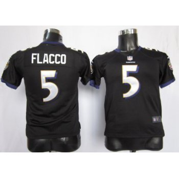 Nike Baltimore Ravens #5 Joe Flacco Black Game Kids Jersey