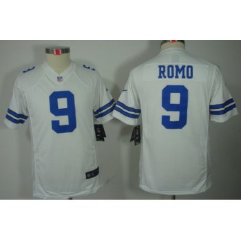 Nike Dallas Cowboys #9 Tony Romo White Limited Kids Jersey