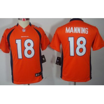 Nike Denver Broncos #18 Peyton Manning Orange Limited Kids Jersey