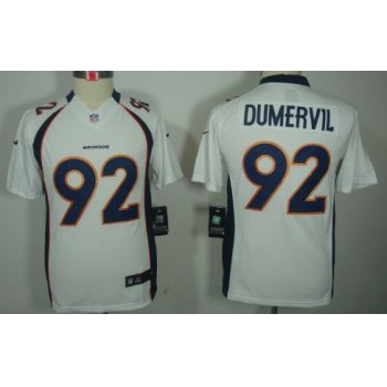 Nike Denver Broncos #92 Elvis Dumervil White Limited Kids Jersey