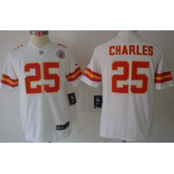 Nike Kansas City Chiefs #25 Jamaal Charles White Limited Kids Jersey