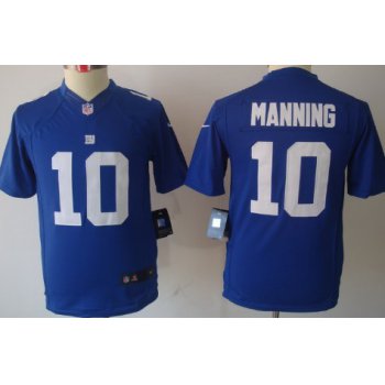Nike New York Giants #10 Eli Manning Blue Limited Kids Jersey