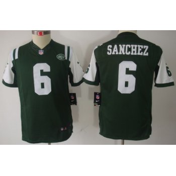 Nike New York Jets #6 Mark Sanchez Green Limited Kids Jersey