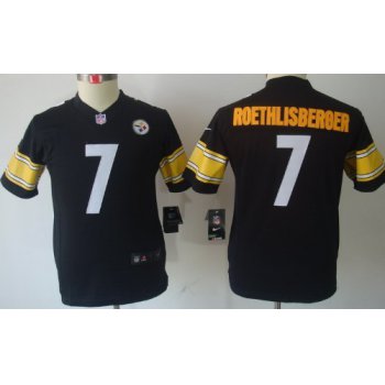 Nike Pittsburgh Steelers #7 Ben Roethlisberger Black Limited Kids Jersey
