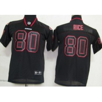 Nike San Francisco 49ers #80 Jerry Rice Lights Out Black Kids Jersey