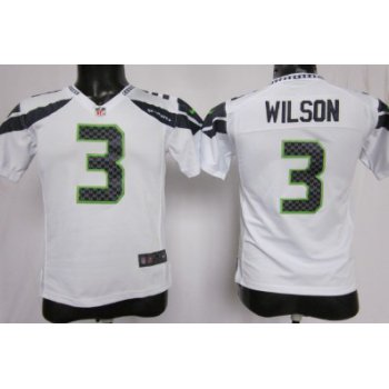 Nike Seattle Seahawks #3 Russell Wilson White Game Kids Jersey