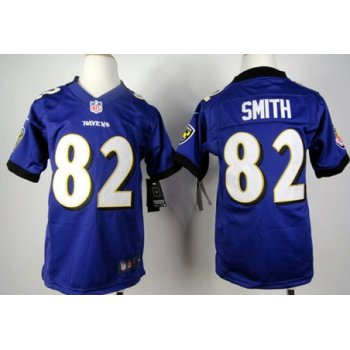 Nike Baltimore Ravens #82 Torrey Smith Purple Game Kids Jersey