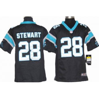 Nike Carolina Panthers #28 Jonathan Stewart Black Game Kids Jersey