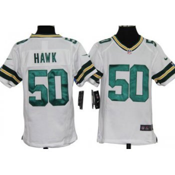 Nike Green Bay Packers #50 A.J. Hawk White Game Kids Jersey
