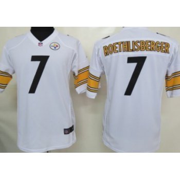 Nike Pittsburgh Steelers #7 Ben Roethlisberger White Game Kids Jersey