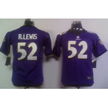 Nike Baltimore Ravens #52 Ray Lewis Purple Game Kids Jersey