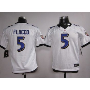 Nike Baltimore Ravens #5 Joe Flacco White Game Kids Jersey