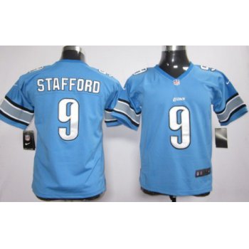 Nike Detroit Lions #9 Matthew Stafford Light Blue Game Kids Jersey