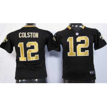 Nike New Orleans Saints #12 Marques Colston Black Game Kids Jersey