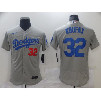 Men Los Angeles Dodgers 32 Koufax Grey Elite 2021 Nike MLB Jersey