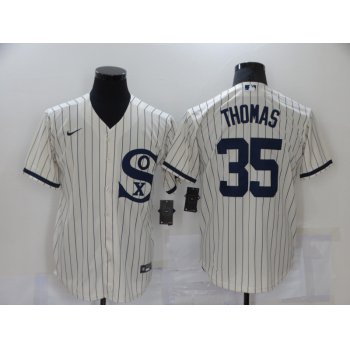 Men's Chicago White Sox #35 Frank Thomas 2021 Cream Navy Field of Dreams Name Flex Base Stitched Jersey