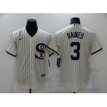Men's Chicago White Sox #3 Harold Baines 2021 Cream Field of Dreams Name Cool Base Stitched Nike Jersey