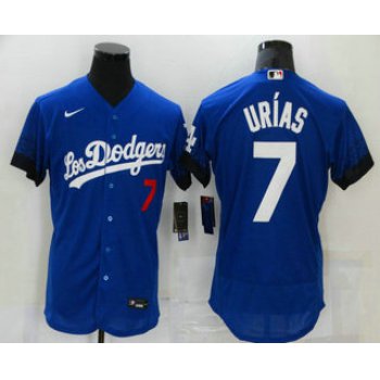 Men's Los Angeles Dodgers #7 Julio Urias Blue 2021 City Connect Flex Base Stitched Jersey