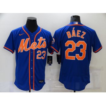 Men's New York Mets #23 Javier Baez Blue Stitched MLB Flex Base Nike Jersey