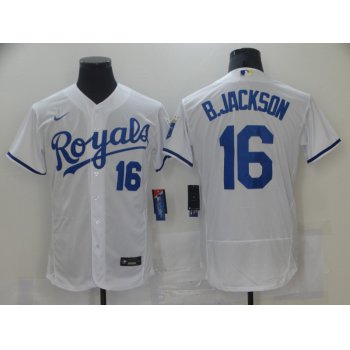 Men's Kansas City Royals #16 Bo Jackson White Stitched MLB Flex Base Nike Jersey