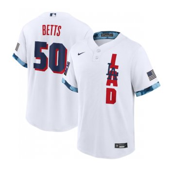Men's Los Angeles Dodgers #50 Mookie Betts 2021 White All-Star Cool Base Stitched MLB Jersey