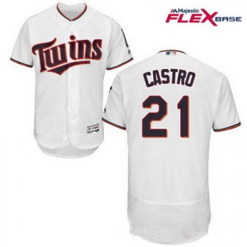 Men's Minnesota Twins #21 Jason Castro White Home Stitched MLB Majestic Flex Base Jersey