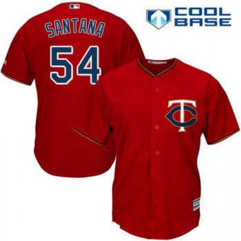 Men's Minnesota Twins #54 Ervin Santana Scarlet Red Alternate Stitched MLB Majestic Cool Base Jersey