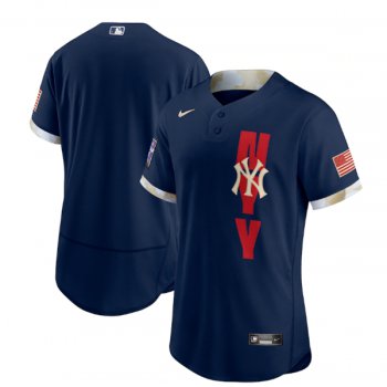 Men's New York Yankees Blank 2021 Navy All-Star Flex Base Stitched MLB Jersey